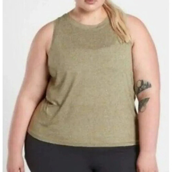 Athleta Uptempo Tank Top 3X Crew Neck Green Sleeveless Plus Size - Picture 1 of 10